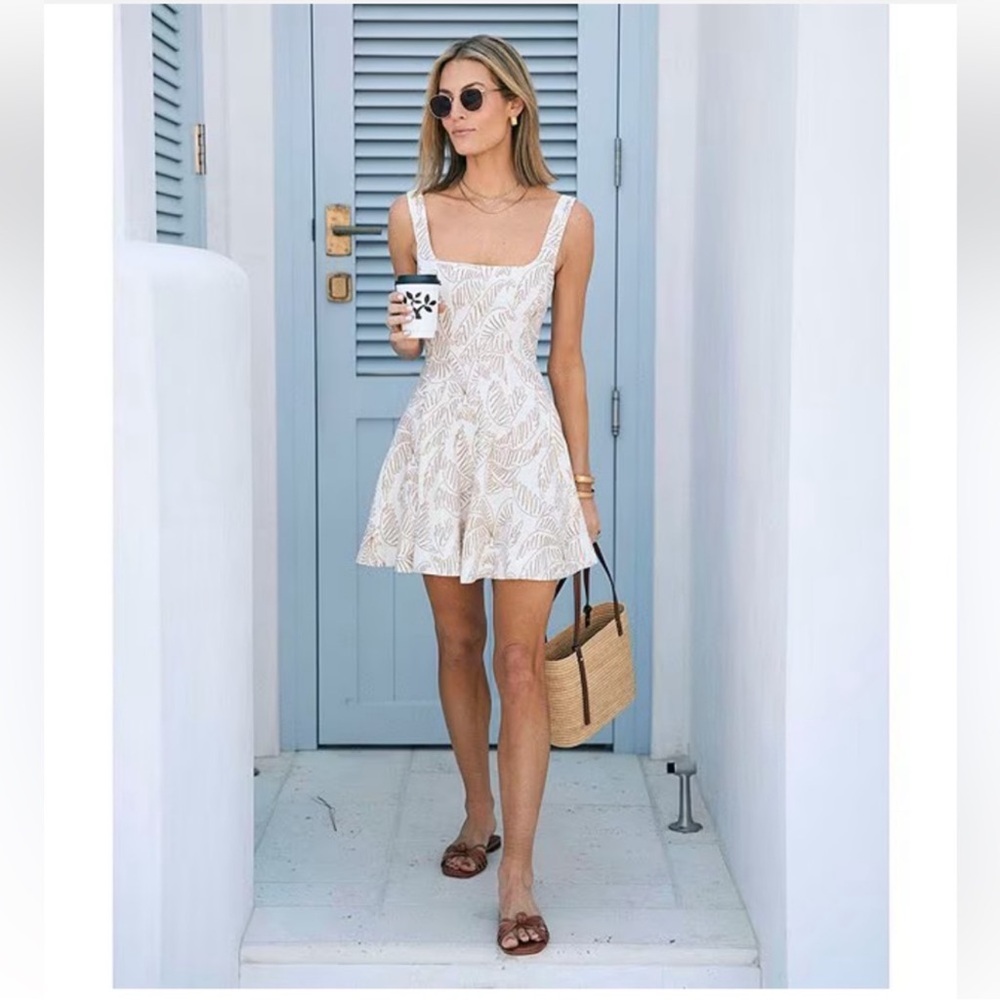 NWT Antonio Melani x M.G. Style Nat Palm Drawing Linen Mini Dress